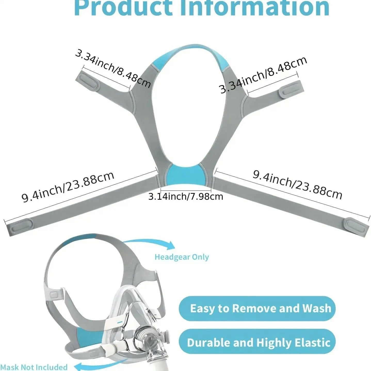 Respure Replacement Cushion and Headgear for Resmed AirFit F20 – Soft Silicone Seal, Adjustable Headgear Straps – Compatible with Resmed F20 Full Face CPAP Mask Resmed