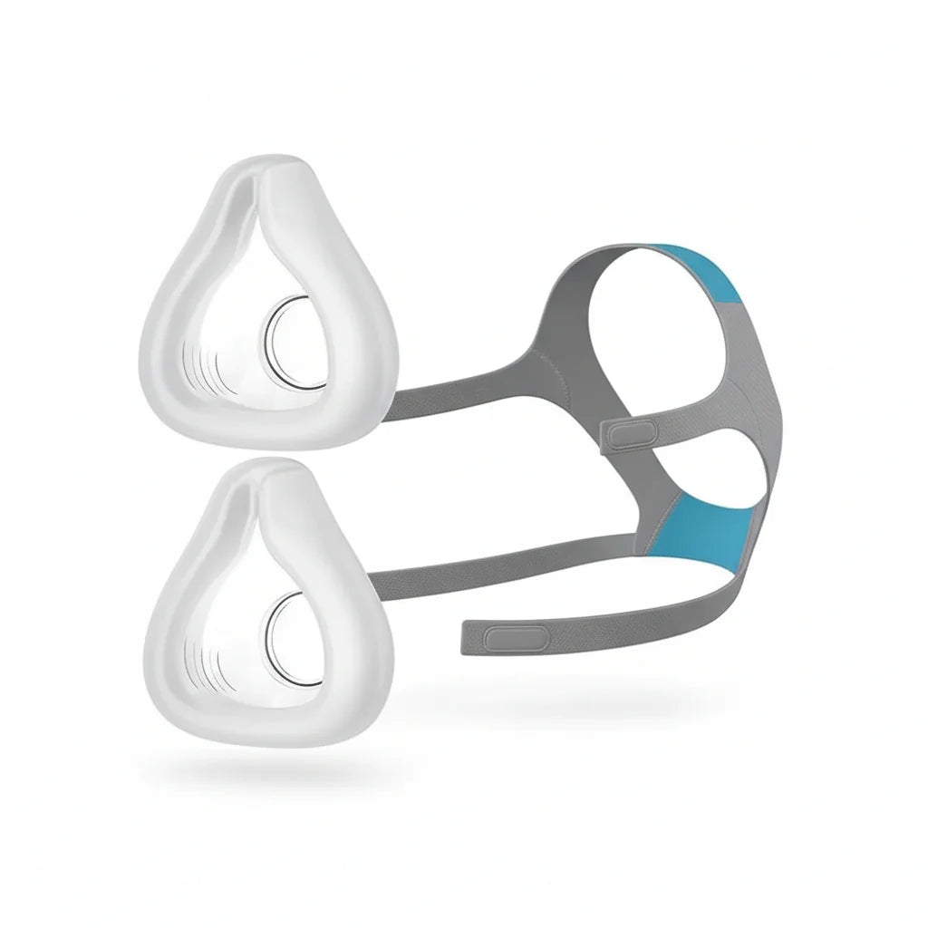 Respura Replacement Cushions for (pack of 2) and a Headgear for ResMed AirFit F20 – Soft Silicone Seal, Adjustable Headgear Straps – Compatible with ResMed Airfit F20 Mask - Medium, Large 