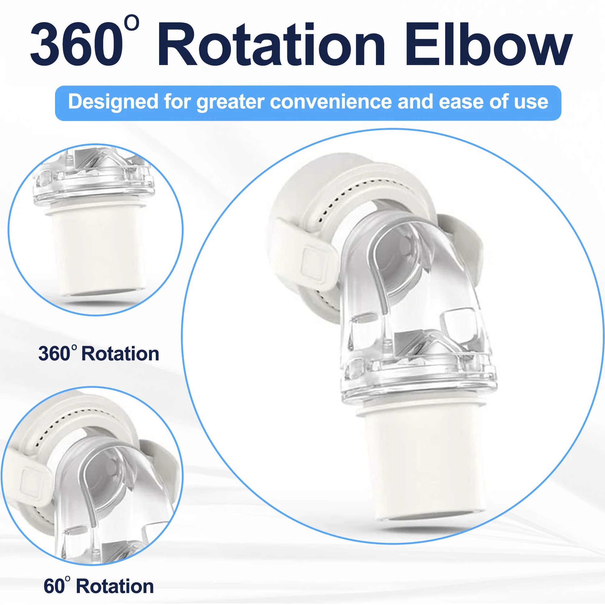 Full face CPAP mask with frame, headgear, and quick-release elbow