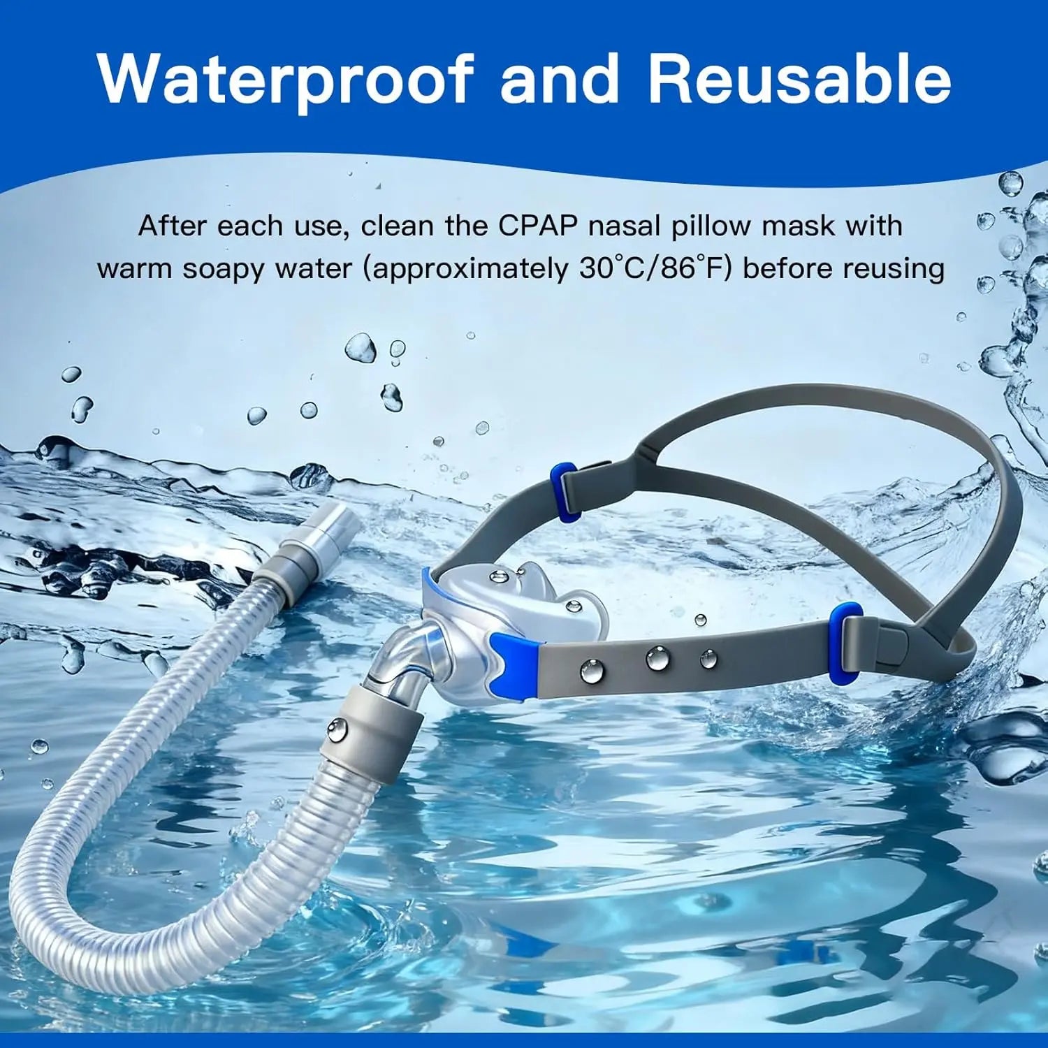 CPAP Nasal Pillow Mask with Adjustable Headgear – Soft Silicone, Lightweight & Minimal Contact Design Respura