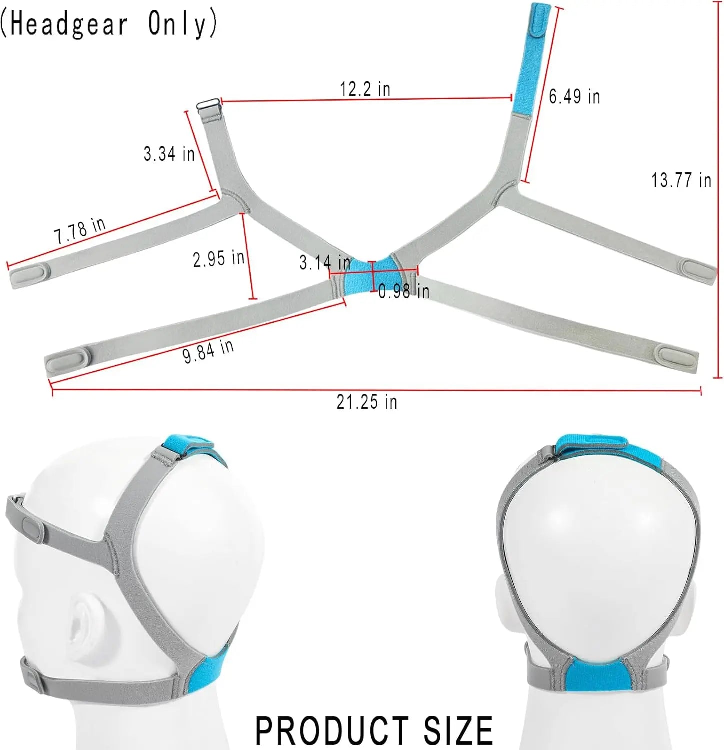 Replacement Headgear Strap for AirFit F30 with Magnetic Clips – Compatible with ResMed AirFit F30 Respura