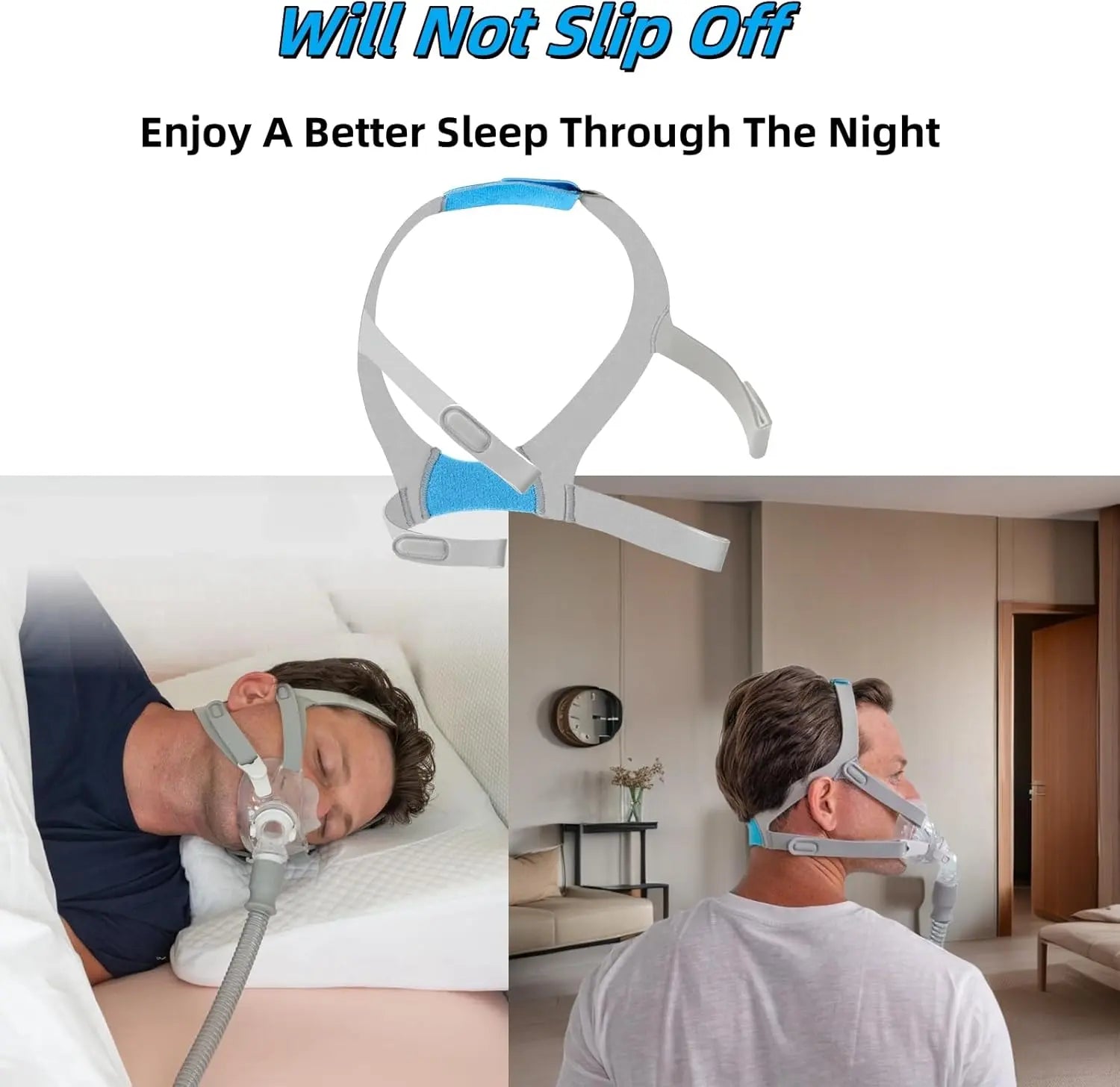 Replacement Headgear Strap for AirFit F30 with Magnetic Clips – Compatible with ResMed AirFit F30 Respura