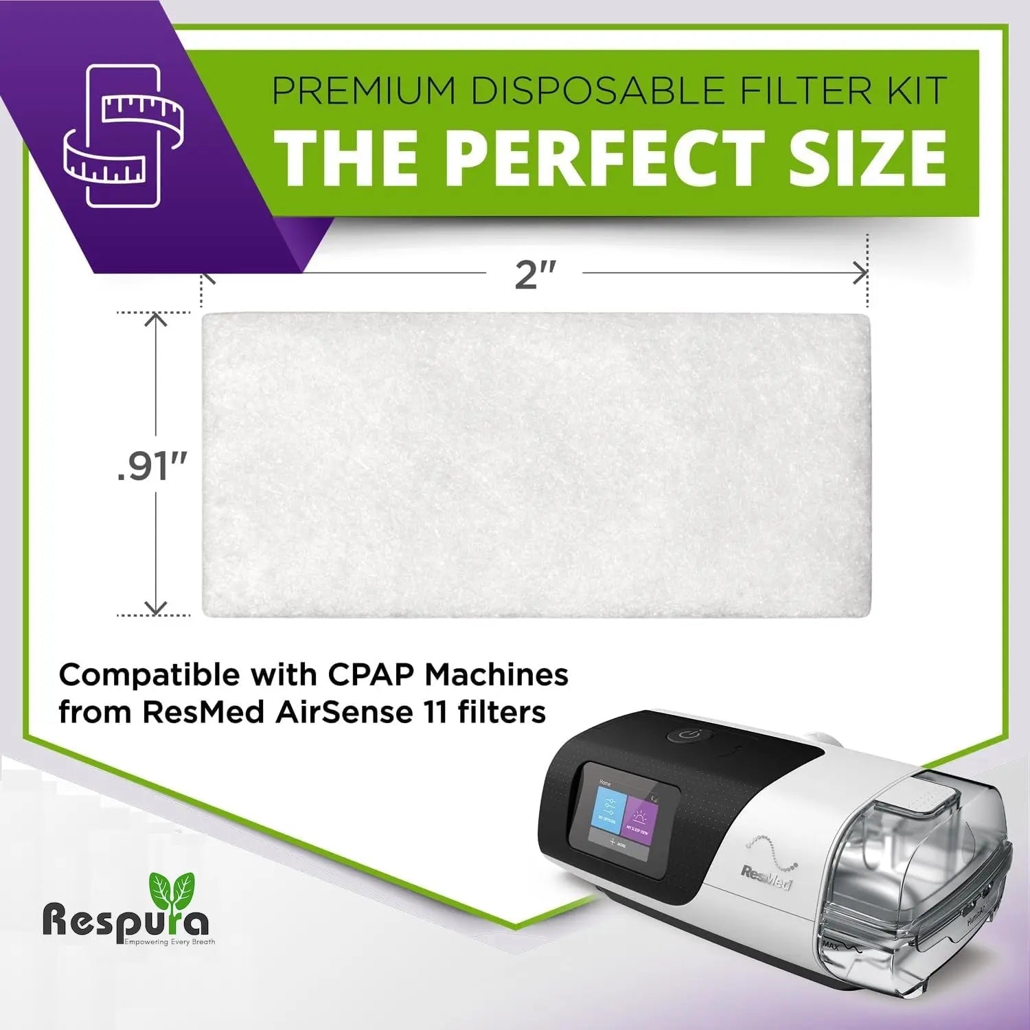 Ultra-Fine Air Filters – Compatible with AirSense 11 & AirCurve 11 Device CPAP Devices Respura